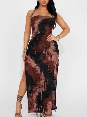 distressed maxi dress MO&Co. Women's Distressed Maxi Tank Dress Grey Size S